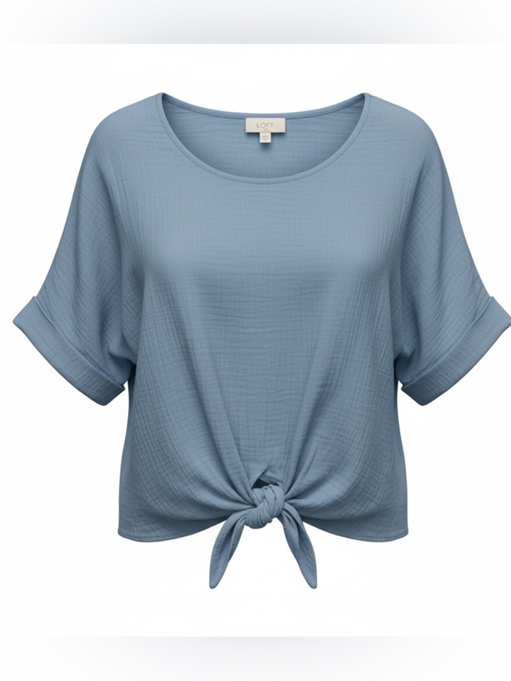 Loft NWT blue tie front top, medium